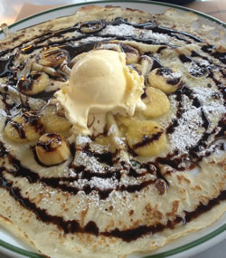 Chocolate Banana Ice Cream Crepe