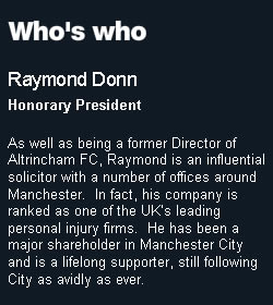 Raymond Donn Manchester City Football Club